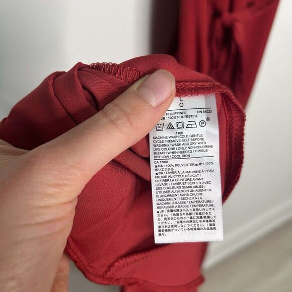 Banana Republic Dress Womens Large Maxi Belted Red Criss Cross Back Gown Formal - Picture 3 of 9